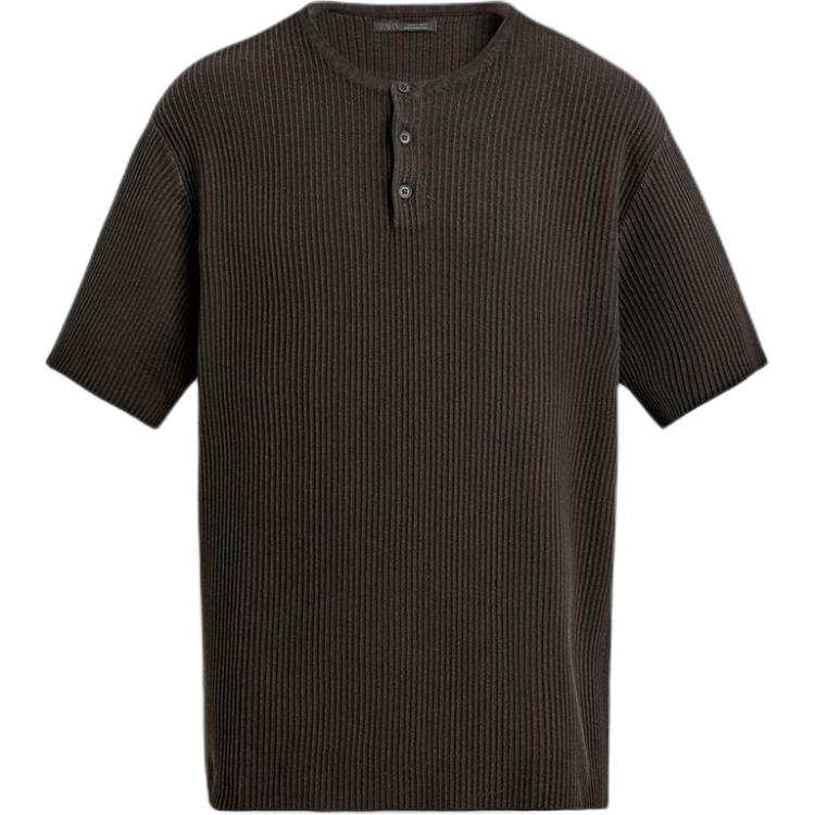 ZARA T Shirts Men's Black Henry Collar