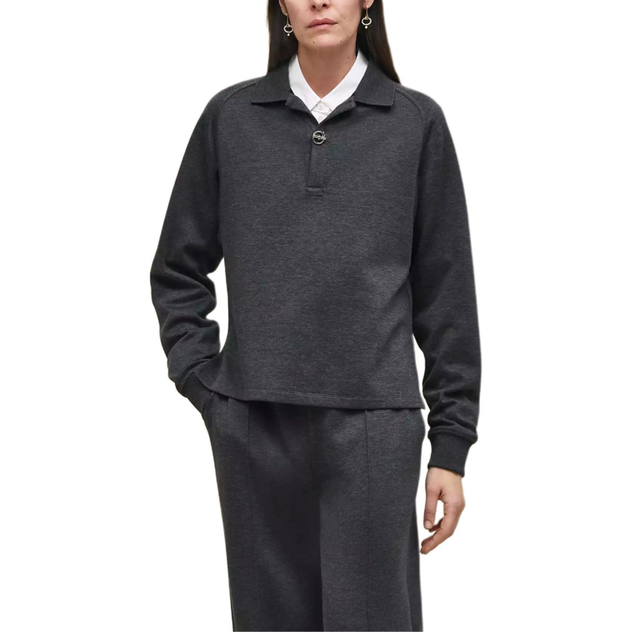 HERMES Knitwear Women's Dark Gray Polo Collar Moderate