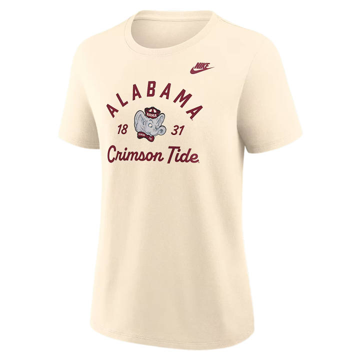 Nike Nike College T Shirts Women's Natural Crew Neck Moderate