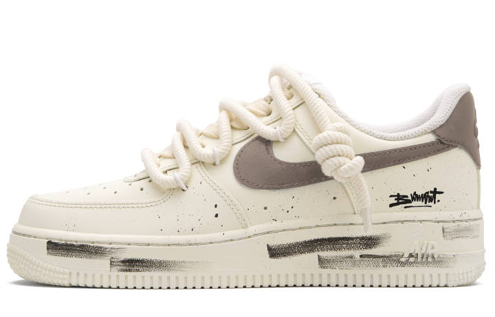 Nike Nike Air Force 1 Skateboard Shoes Unisex Low Top Beige White Brown
