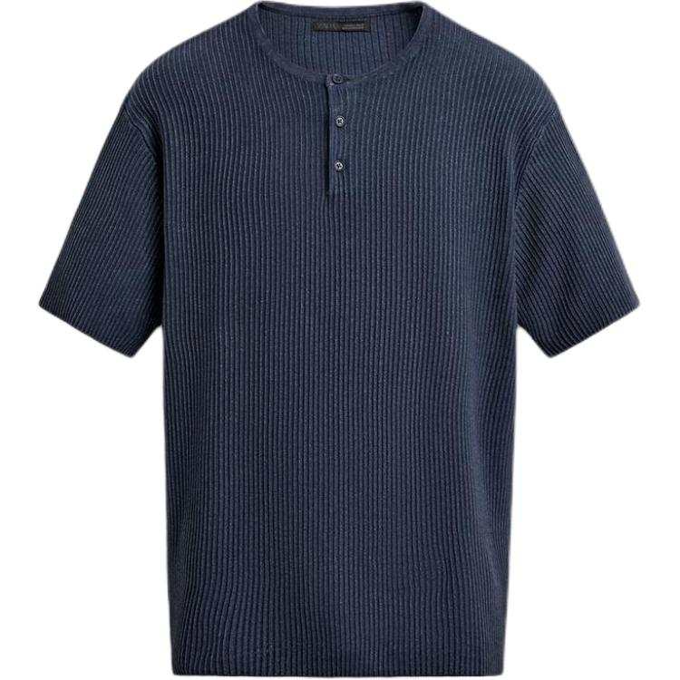 ZARA T Shirts Men's Indigo Henry Collar