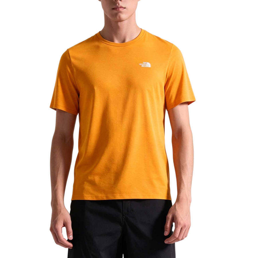 THE NORTH FACE Quick Dry T Shirts Men's Dusty Twilight Orange Crew Neck Thin Straight Fit