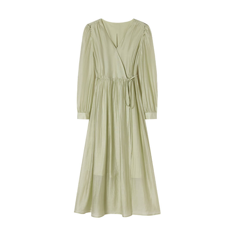 XIANGYING Long Sleeved Dresses Women's V Neck Moderate