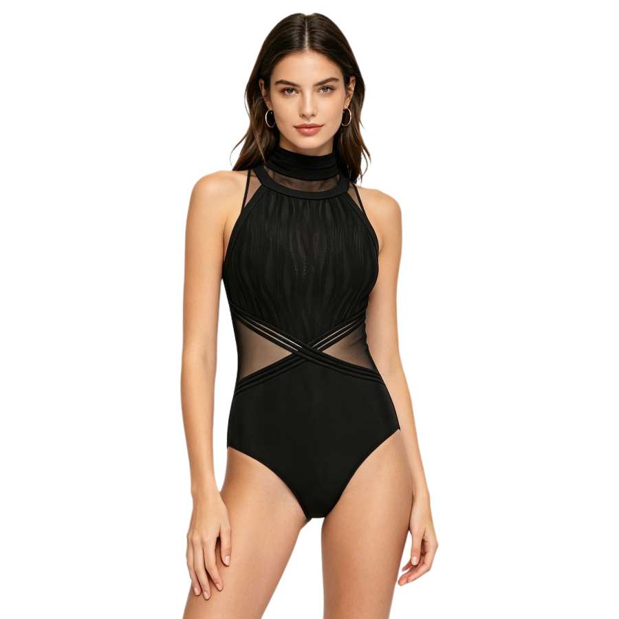 Sugarfunk One Piece Swimsuits Women's Halter Thin Short Skirt One Piece Swimsuit