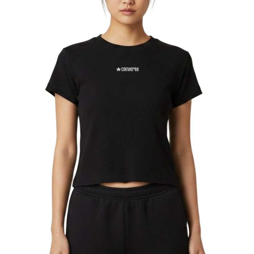 Converse Chuck Taylor SEASONAL T Shirts Women's Black Crew Neck