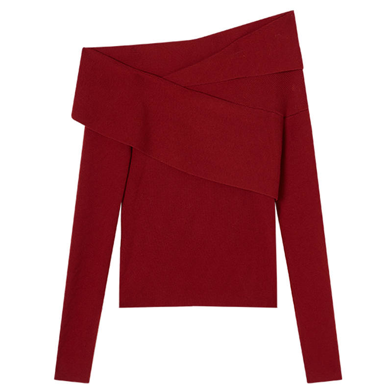 XIANGYING Knitwear Women's Asymmetrical Collar Moderate