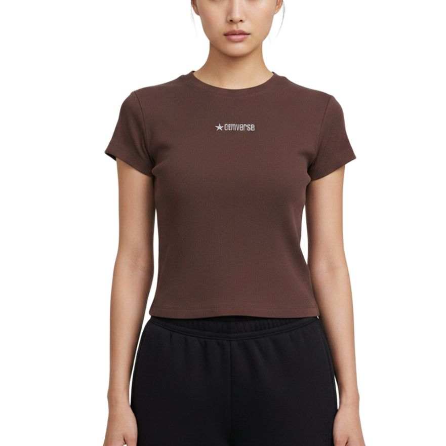 Converse Chuck Taylor SEASONAL T Shirts Women's Brown Crew Neck