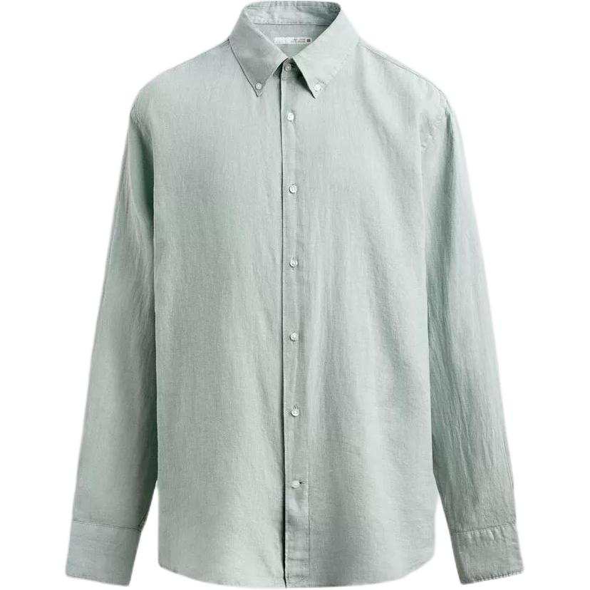 ZARA Shirts Men's Blue/Green Lapel Moderate Straight Fit