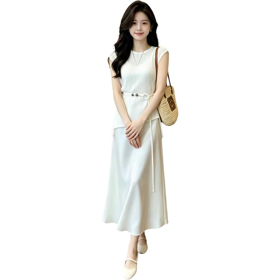 JBBCN Two Piece Skirt Sets Women's Crew Neck Moderate Midi Skirt