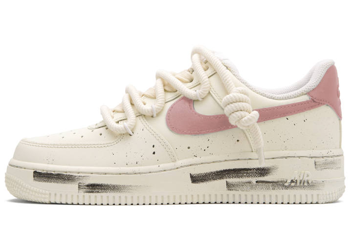 Nike Nike Air Force 1 Skateboard Shoes Unisex Low Top Beige White Pink