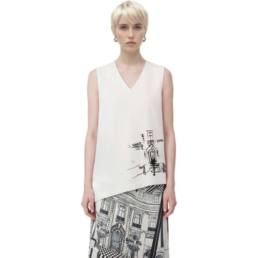KARL LAGERFELD / Karl Lagerfeld Jeans Tank Tops Women's White V Neck Moderate Other