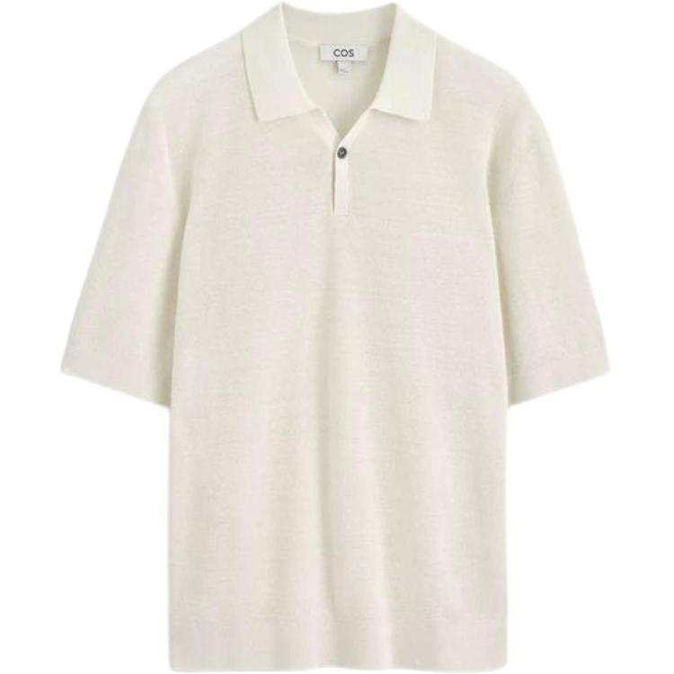 COS Polo Shirts Men's Cream Polo Collar Moderate Straight Fit