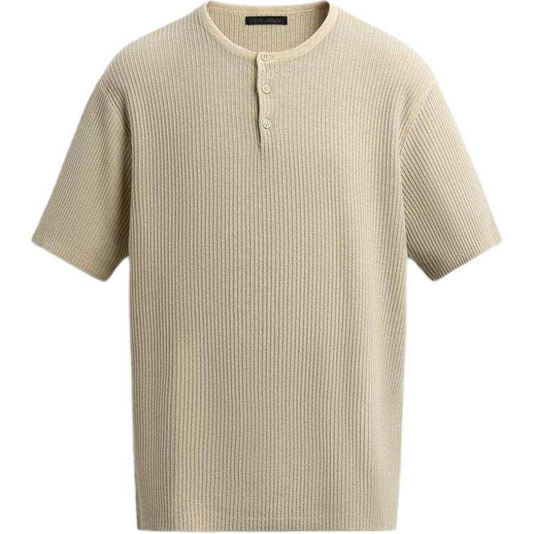 ZARA T Shirts Men's White Henry Collar