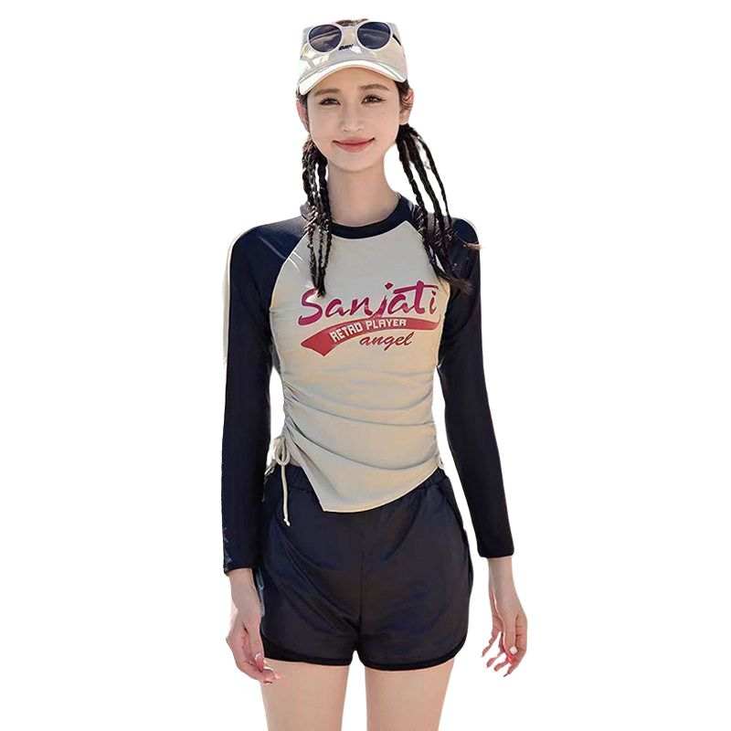 Sugarfunk Two Piece Swimsuits Women's Crew Neck Thin Square Leg Two Piece Swimsuit