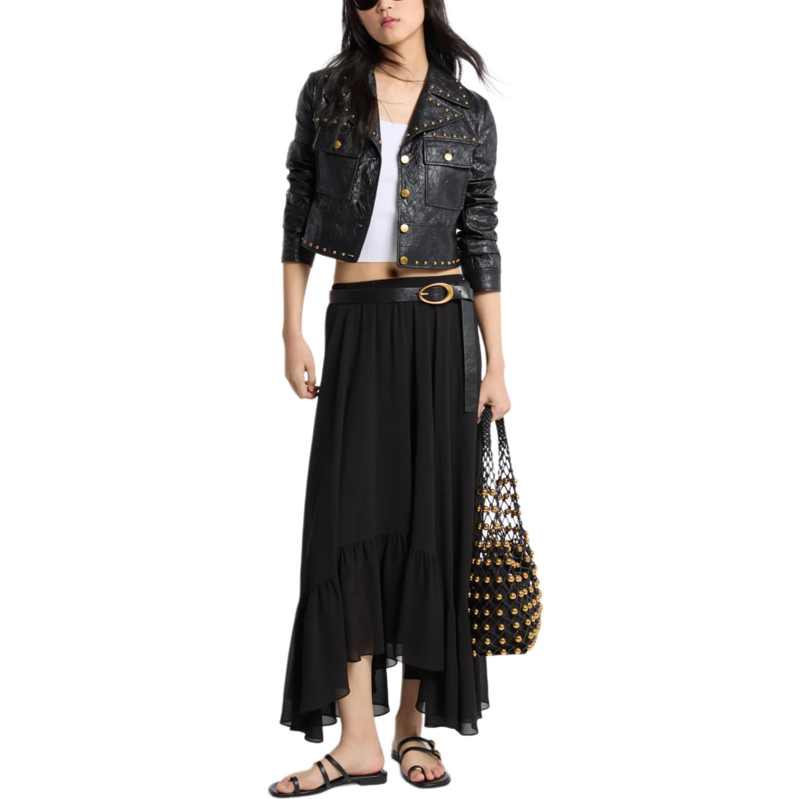 MICHAEL KORS Casual Long Skirts Women's Black Moderate Long Skirt Fishtail Dress