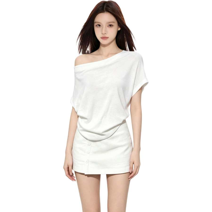 JBBCN Two Piece Skirt Sets Women's Boat Neck Moderate Short Skirt
