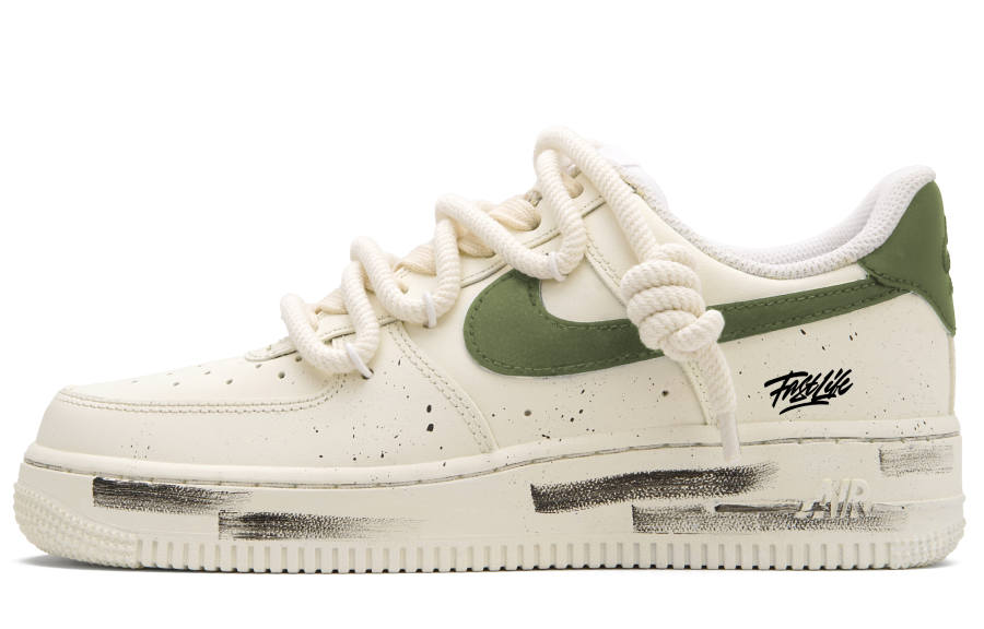 Nike Nike Air Force 1 Skateboard Shoes Unisex Low Top Beige White Green