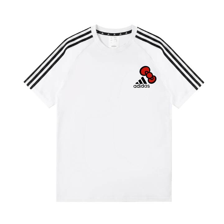 Adidas Adidas MUST HAVES T Shirts Unisex White Kitten Here Crew Neck Moderate