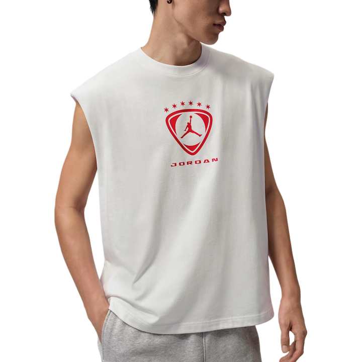 Jordan Jordan Brooklyn Tank Tops Men's White/University Red Crew Neck Moderate Other