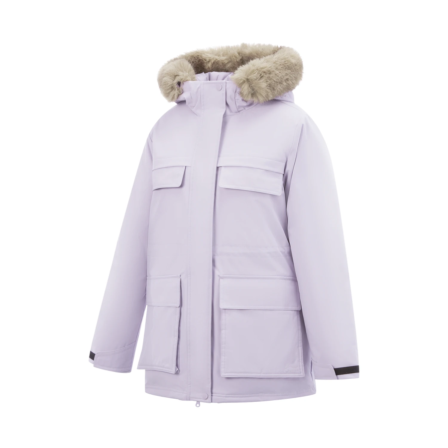 Li-Ning Li Ning Sports Life Collection Down Jackets Women's Sea Salt Purple Hooded Non Detachable Moderate Straight Fit