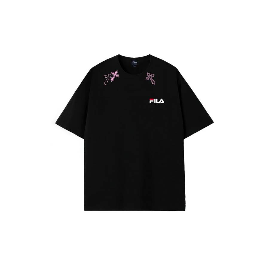 FILA T Shirts Unisex Black Crew Neck Moderate