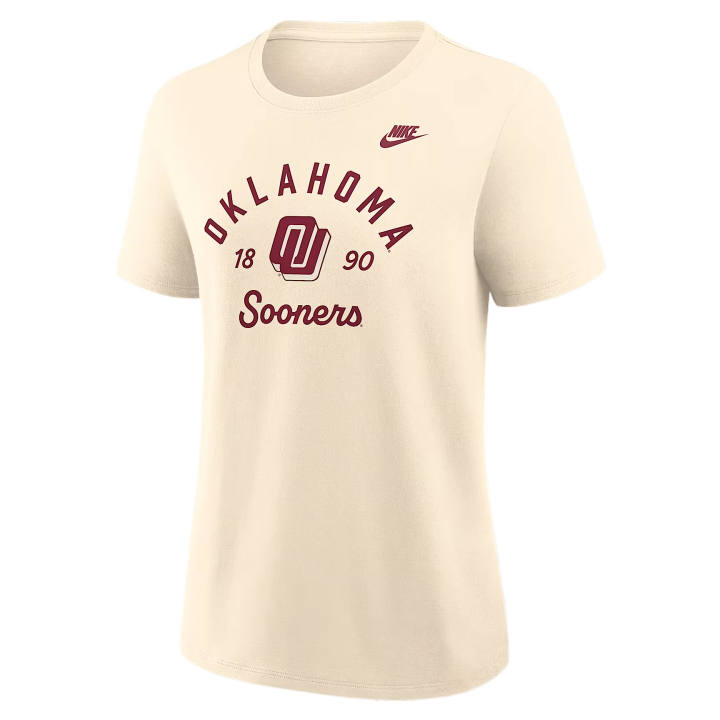 Nike Nike College T Shirts Women's Natural Crew Neck Moderate