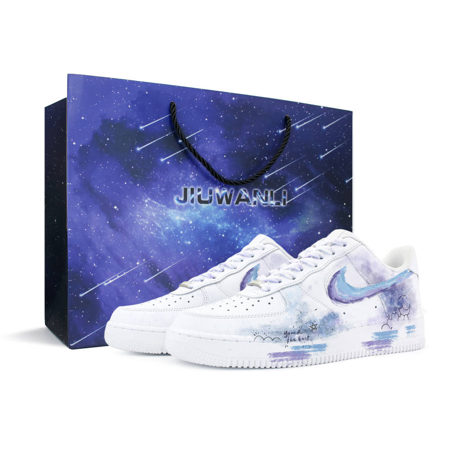 Nike Nike Air Force 1 Skateboard Shoes Men's Low Top White/Blue/Purple