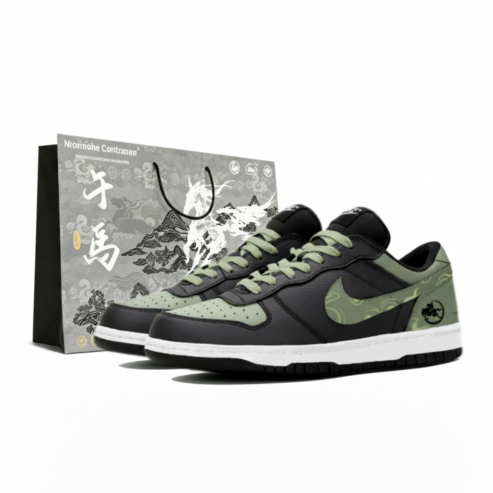 Nike Nike Big Skateboard Shoes Men's Low Top Black Green Colorway
