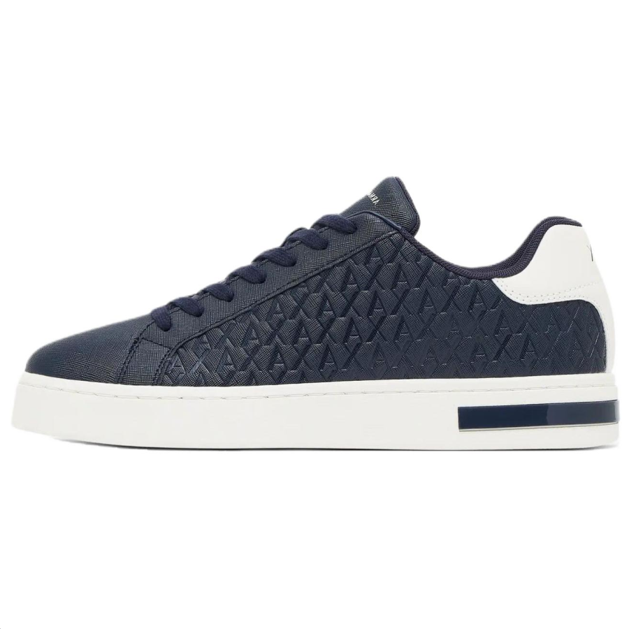 ARMANI EXCHANGE Skateboard Shoes Men's Low Top Marine Blue & Beige White