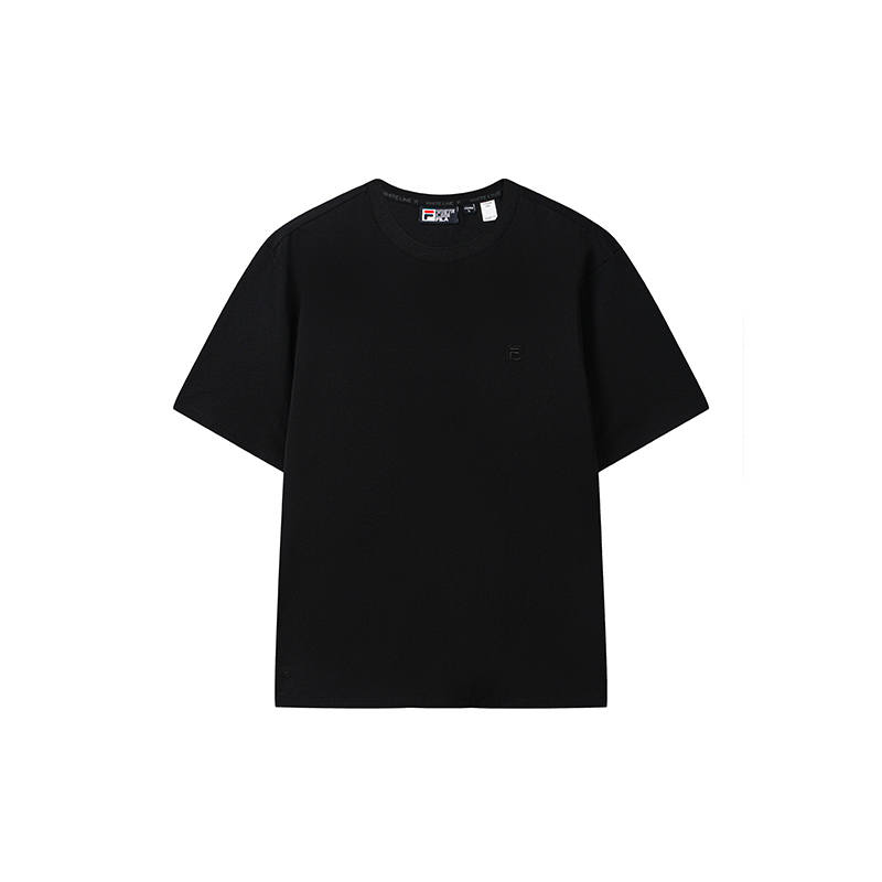 FILA WHITE T Shirts Men's Jet Black Crew Neck Moderate Other