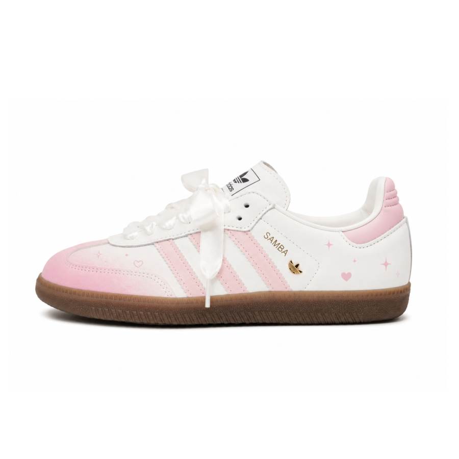 Adidas Originals SAMBA OG German Army Trainers Women's Low Top Beige/Pink