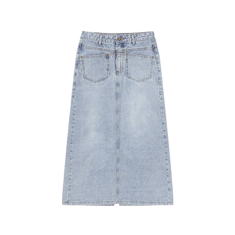 XIANGYING Casual Long Skirts Women's Denim Blue Moderate