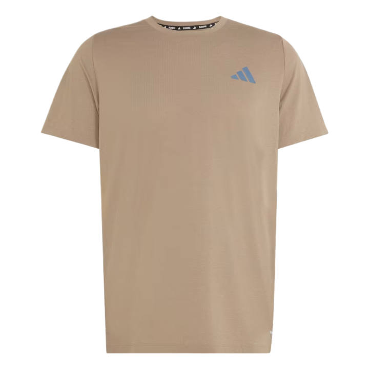 Adidas Adidas Running T Shirts Men's Khaki/Black Crew Neck Moderate