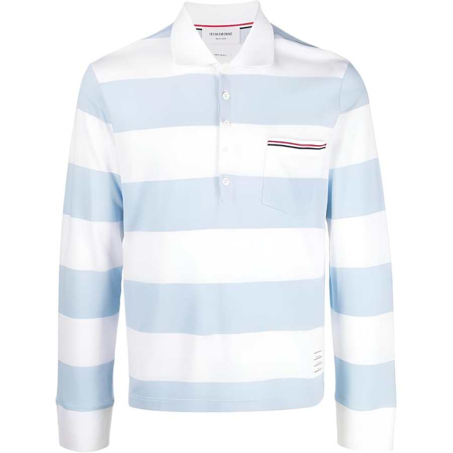 THOM BROWNE THOM BROWNE Striped Long Sleeved Polo Shirt