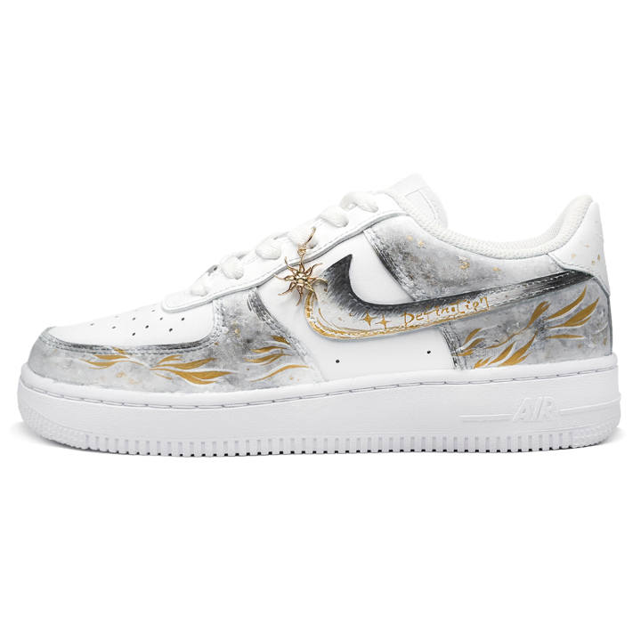 Nike Nike Air Force 1 Skateboard Shoes Unisex Low Top White/Gray/Gold