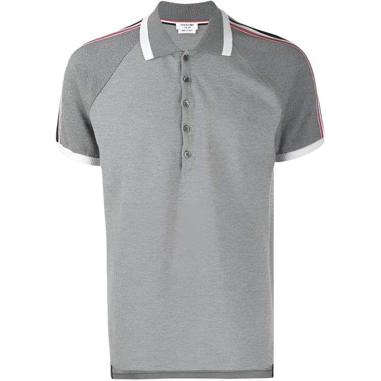THOM BROWNE Polo Shirts Men's Light Gray Polo Collar Moderate Other