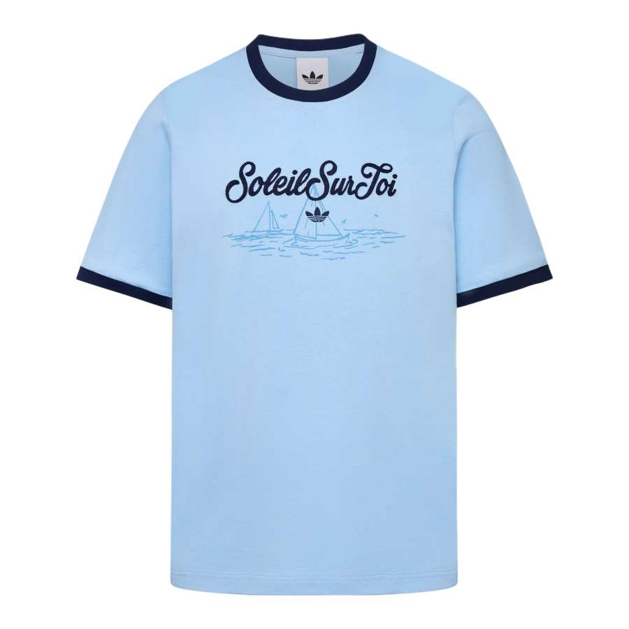 Adidas Originals T Shirts Men's Blue Crew Neck Moderate