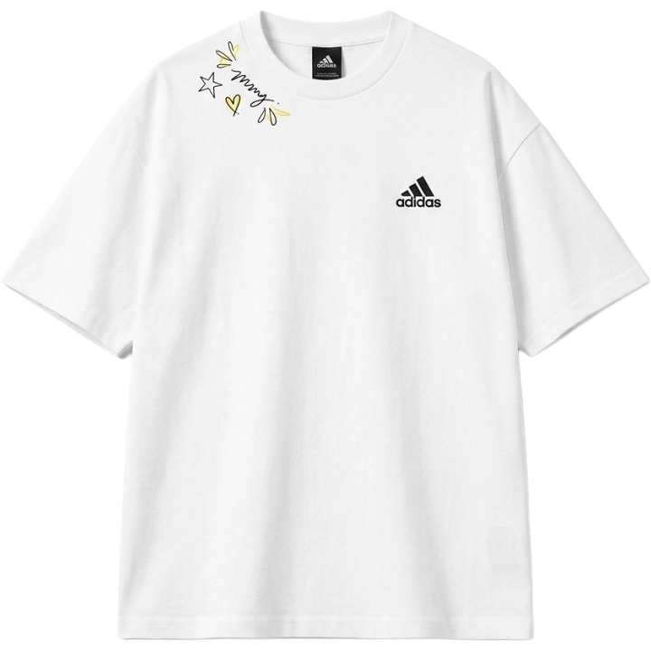 Adidas Adidas MUST HAVES T Shirts Unisex Ecru Crew Neck Moderate