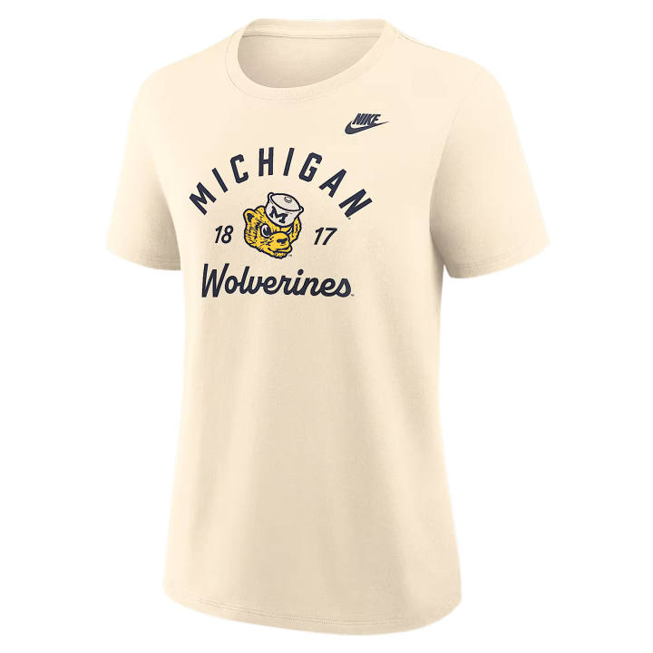 Nike Nike College T Shirts Women's Natural Crew Neck Moderate