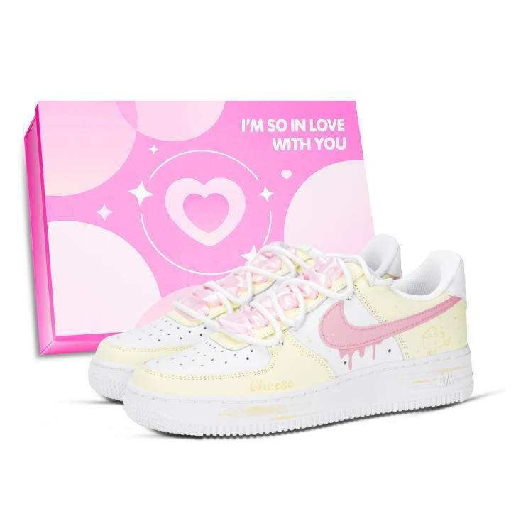 Nike Nike Air Force 1 Skateboard Shoes Unisex Low Top White/Yellow/Pink