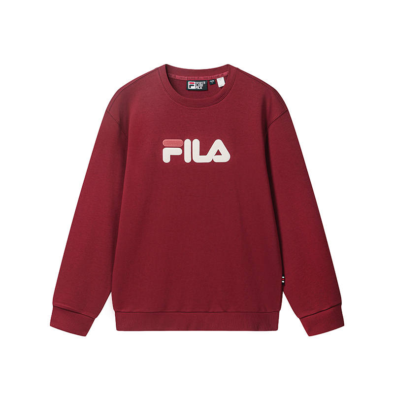 FILA ORIGINALE Sweatshirts Unisex Dark Umber Burgundy Crew Neck Moderate Other