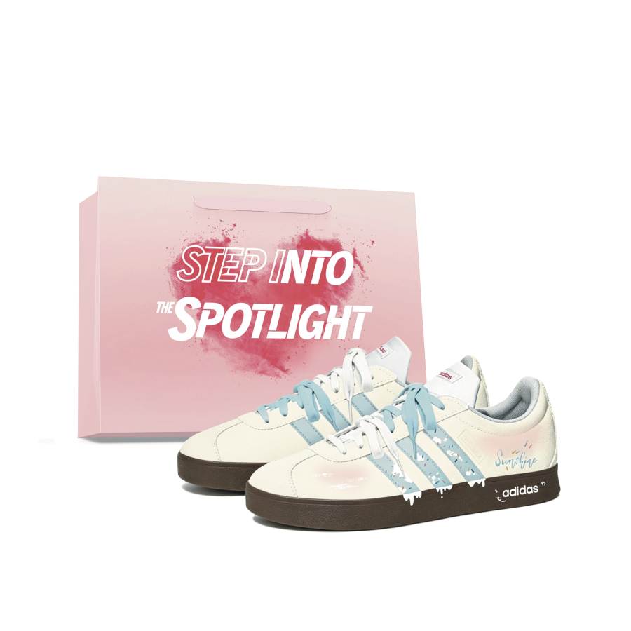 Adidas Adidas VL COURT 2.0 Skateboard Shoes Unisex Low Top Beige Blue