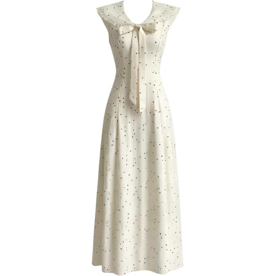 CHARM GLOW Sleeveless Dresses Women's Apricot Peter Pan Collar Thin Long Skirt A Line Skirt