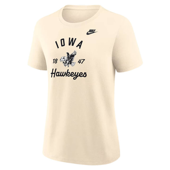 Nike Nike College T Shirts Women's Natural Crew Neck Moderate