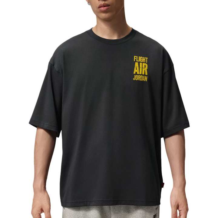 Jordan Jordan Flight T Shirts Men's Gray Black Crew Neck Moderate