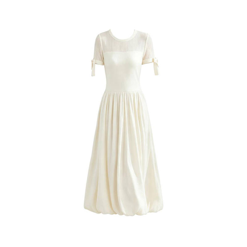 MARIE·COCO Short Sleeved Dresses Women's Dress Crew Neck Moderate Long Skirt A Line Skirt