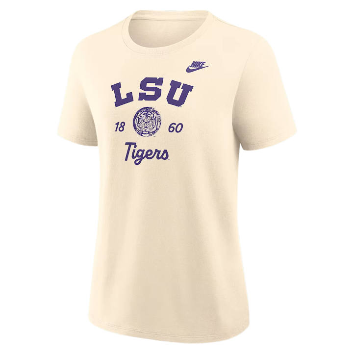 Nike Nike College T Shirts Women's Natural Crew Neck Moderate