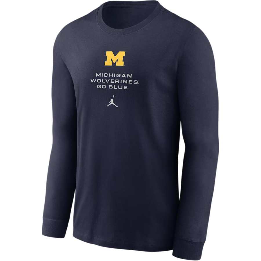 Jordan Jordan Michigan Quick Dry T Shirts Men's Marine Blue Crew Neck Moderate