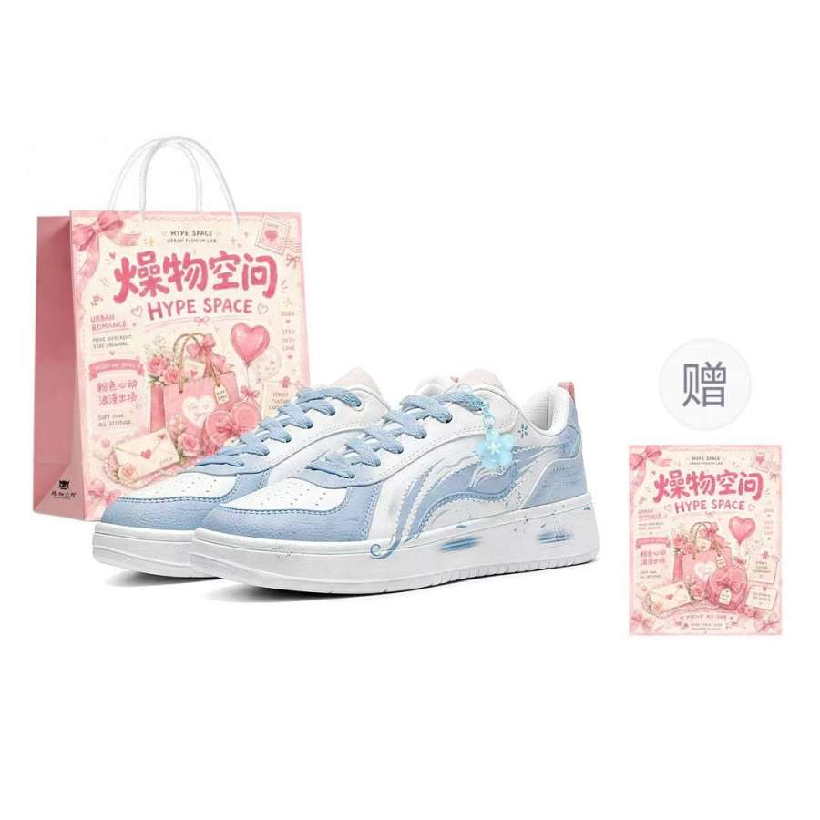 Li-Ning Li Ning Wheat Age Skateboard Shoes Women's Low Top White/Blue