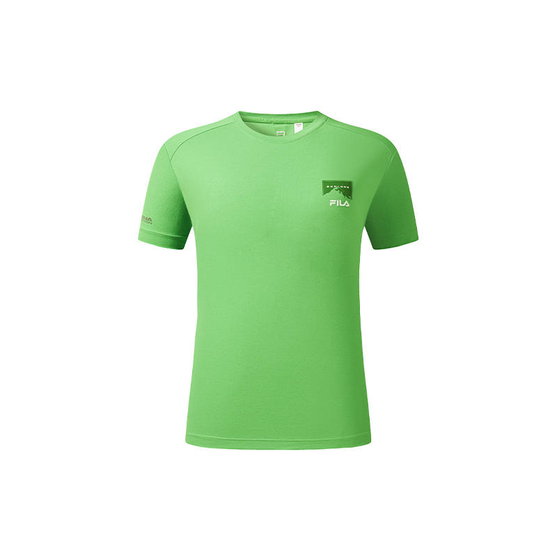 FILA EXPLORE T Shirts Women's Feng Yin Green Crew Neck Moderate Other